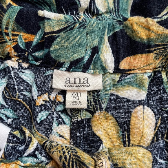 a.n.a Tropical Black Lenin Rayon Blend Elastic Waist Draw String Shorts Sz XXLT - Picture 5 of 11